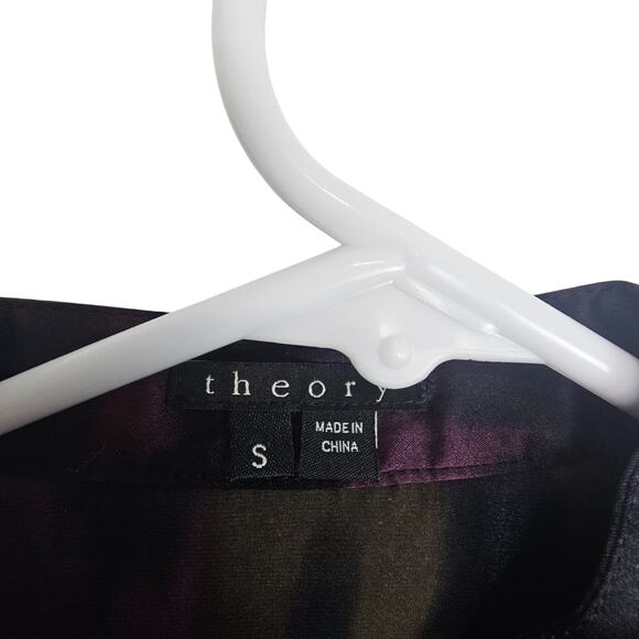 Theory Bianca Vague Silk Pleated Keyhole Blouse Quiet Luxury Fairy Grunge Size S - Picture 7 of 9